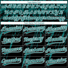 Загрузить изображение в средство просмотра галереи, Custom Black Teal-White Distressed Scratch Brush Stroke Star Raglan Sleeves Two-Button Unisex Softball Jersey