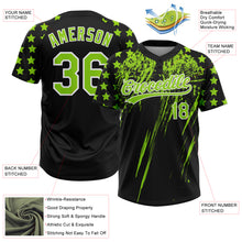 Загрузить изображение в средство просмотра галереи, Custom Black Neon Green-White Distressed Scratch Brush Stroke Star Raglan Sleeves Two-Button Unisex Softball Jersey