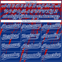 Загрузить изображение в средство просмотра галереи, Custom Royal Red-White Distressed Scratch Brush Stroke Star Raglan Sleeves Two-Button Unisex Softball Jersey