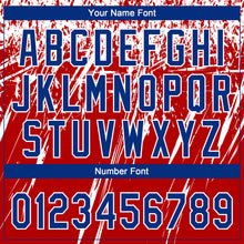 Загрузить изображение в средство просмотра галереи, Custom Red Royal-White Distressed Scratch Brush Stroke Star Raglan Sleeves Two-Button Unisex Softball Jersey