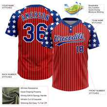 Charger l'image dans la galerie, Custom Red White Pinstripe Royal Star Raglan Sleeves Two-Button Unisex Softball Jersey