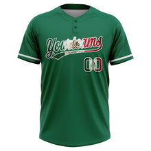 Charger l'image dans la galerie, Custom Kelly Green Vintage Mexican Flag-White Mexico Two-Button Unisex Softball Jersey