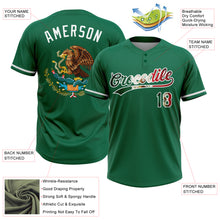 Charger l'image dans la galerie, Custom Kelly Green Vintage Mexican Flag-White Mexico Two-Button Unisex Softball Jersey