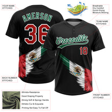 Загрузить изображение в средство просмотра галереи, Custom Black Kelly Green Red-White The Abstract Wing With Mexican Flag Two-Button Unisex Softball Jersey