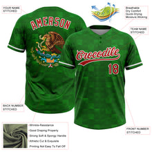 Charger l'image dans la galerie, Custom Kelly Green Red-White Mexico Two-Button Unisex Softball Jersey