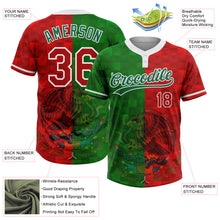 Загрузить изображение в средство просмотра галереи, Custom Red Kelly Green-White Mexico Two-Button Unisex Softball Jersey