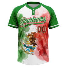 Charger l'image dans la galerie, Custom Grass Green Red-White Mexico Two-Button Unisex Softball Jersey