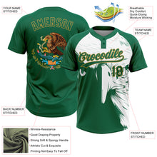 Загрузить изображение в средство просмотра галереи, Custom Kelly Green Old Gold-White Mexico Two-Button Unisex Softball Jersey