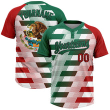 Загрузить изображение в средство просмотра галереи, Custom White Red Kelly Green-Black Mexico Two-Button Unisex Softball Jersey