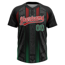 Загрузить изображение в средство просмотра галереи, Custom Black Kelly Green Red-White Mexico Two-Button Unisex Softball Jersey
