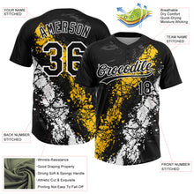 Laden Sie das Bild in den Galerie-Viewer, Custom Black Yellow-White Dripping Splatter Cracked Texture Two-Button Unisex Softball Jersey