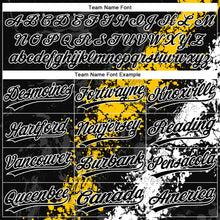 Laden Sie das Bild in den Galerie-Viewer, Custom Black Yellow-White Dripping Splatter Cracked Texture Two-Button Unisex Softball Jersey