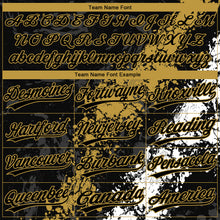 Laden Sie das Bild in den Galerie-Viewer, Custom Black Old Gold-White Dripping Splatter Cracked Texture Two-Button Unisex Softball Jersey
