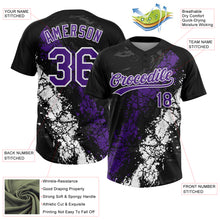 Load image into Gallery viewer, Custom Black Purple-White Dripping Splatter Cracked Texture Two-Button Unisex Softball Jersey