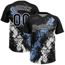 Laden Sie das Bild in den Galerie-Viewer, Custom Black Light Blue-White Dripping Splatter Cracked Texture Two-Button Unisex Softball Jersey