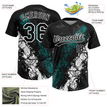 Laden Sie das Bild in den Galerie-Viewer, Custom Black Teal-White Dripping Splatter Cracked Texture Two-Button Unisex Softball Jersey