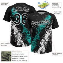 Laden Sie das Bild in den Galerie-Viewer, Custom Black Aqua-White Dripping Splatter Cracked Texture Two-Button Unisex Softball Jersey