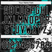 Laden Sie das Bild in den Galerie-Viewer, Custom Black Aqua-White Dripping Splatter Cracked Texture Two-Button Unisex Softball Jersey