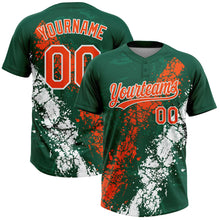 Charger l'image dans la galerie, Custom Kelly Green Orange-White Dripping Splatter Cracked Texture Two-Button Unisex Softball Jersey