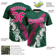 Laden Sie das Bild in den Galerie-Viewer, Custom Kelly Green Hot Pink-White Dripping Splatter Cracked Texture Two-Button Unisex Softball Jersey