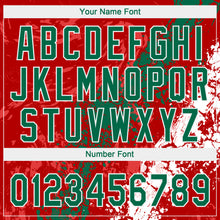 Загрузить изображение в средство просмотра галереи, Custom Red Kelly Green-White Dripping Splatter Cracked Texture Two-Button Unisex Softball Jersey