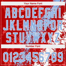 Загрузить изображение в средство просмотра галереи, Custom Red Light Blue-White Dripping Splatter Cracked Texture Two-Button Unisex Softball Jersey