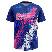 Charger l'image dans la galerie, Custom Royal Pink-White Dripping Splatter Cracked Texture Two-Button Unisex Softball Jersey