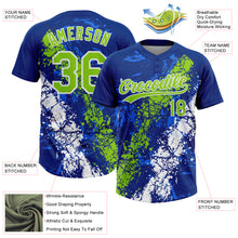 Загрузить изображение в средство просмотра галереи, Custom Royal Neon Green-White Dripping Splatter Cracked Texture Two-Button Unisex Softball Jersey