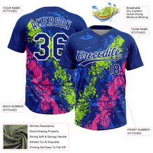 Загрузить изображение в средство просмотра галереи, Custom Royal Neon Green Pink-White Dripping Splatter Cracked Texture Two-Button Unisex Softball Jersey