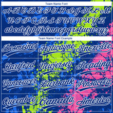 Загрузить изображение в средство просмотра галереи, Custom Royal Neon Green Pink-White Dripping Splatter Cracked Texture Two-Button Unisex Softball Jersey