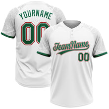 Загрузить изображение в средство просмотра галереи, Custom White Kelly Green-Red Ethnic Aztec Mexican Heritage Two-Button Unisex Softball Jersey