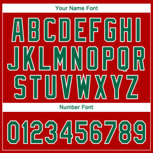 Загрузить изображение в средство просмотра галереи, Custom Red Kelly Green-White Ethnic Aztec Mexican Heritage Two-Button Unisex Softball Jersey