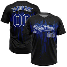 Загрузить изображение в средство просмотра галереи, Custom Black Royal-White Dripping Splatter Paint Two-Button Unisex Softball Jersey