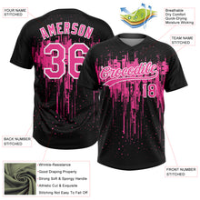 Загрузить изображение в средство просмотра галереи, Custom Black Pink-White Dripping Splatter Paint Two-Button Unisex Softball Jersey