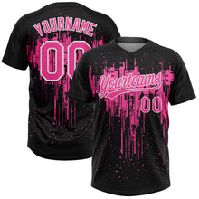 Загрузить изображение в средство просмотра галереи, Custom Black Pink-White Dripping Splatter Paint Two-Button Unisex Softball Jersey