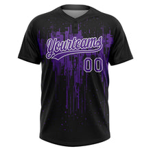 Загрузить изображение в средство просмотра галереи, Custom Black Purple-White Dripping Splatter Paint Two-Button Unisex Softball Jersey