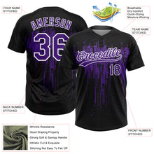 Загрузить изображение в средство просмотра галереи, Custom Black Purple-White Dripping Splatter Paint Two-Button Unisex Softball Jersey