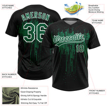 Загрузить изображение в средство просмотра галереи, Custom Black Kelly Green-White Dripping Splatter Paint Two-Button Unisex Softball Jersey