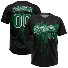 Загрузить изображение в средство просмотра галереи, Custom Black Kelly Green-White Dripping Splatter Paint Two-Button Unisex Softball Jersey
