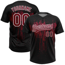 Загрузить изображение в средство просмотра галереи, Custom Black Crimson-White Dripping Splatter Paint Two-Button Unisex Softball Jersey