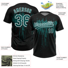 Загрузить изображение в средство просмотра галереи, Custom Black Teal-White Dripping Splatter Paint Two-Button Unisex Softball Jersey