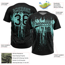 Загрузить изображение в средство просмотра галереи, Custom Black Ice Blue Dripping Splatter Paint Two-Button Unisex Softball Jersey
