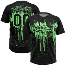 Загрузить изображение в средство просмотра галереи, Custom Black Pea Green Dripping Splatter Paint Two-Button Unisex Softball Jersey