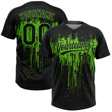 Загрузить изображение в средство просмотра галереи, Custom Black Aurora Green Dripping Splatter Paint Two-Button Unisex Softball Jersey