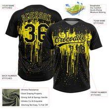 Load image into Gallery viewer, Custom Black Light Yellow Dripping Splatter Paint Two-Button Unisex Softball Jersey