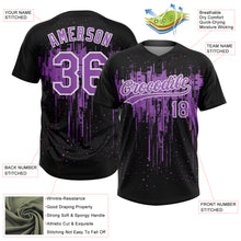 Load image into Gallery viewer, Custom Black Medium Purple-White Dripping Splatter Paint Two-Button Unisex Softball Jersey
