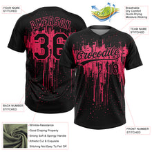 Загрузить изображение в средство просмотра галереи, Custom Black Neon Pink Dripping Splatter Paint Two-Button Unisex Softball Jersey