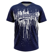 Загрузить изображение в средство просмотра галереи, Custom Navy White Dripping Splatter Paint Two-Button Unisex Softball Jersey