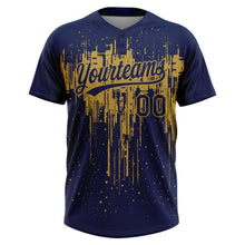 Charger l'image dans la galerie, Custom Navy Old Gold Dripping Splatter Paint Two-Button Unisex Softball Jersey
