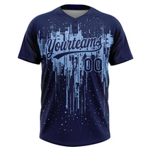 Charger l'image dans la galerie, Custom Navy Light Blue Dripping Splatter Paint Two-Button Unisex Softball Jersey
